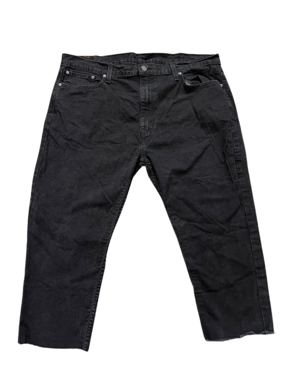 Levi’s 502 Black Men’s Custom Raw Hem Cropped Straight-Leg Stretch Jeans Size 42